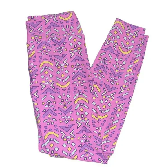 LuLaRoe Women Leggings OS One Size Geo Print Multicolor Buttery Soft Stretch NEW - Picture 4 of 7